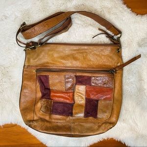 Fossil Patch Brown 100% Leather Crossbody Purse